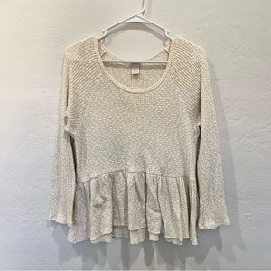 𝅺hinge Oatmeal Waffle Knit Babydoll Sweater Size 1